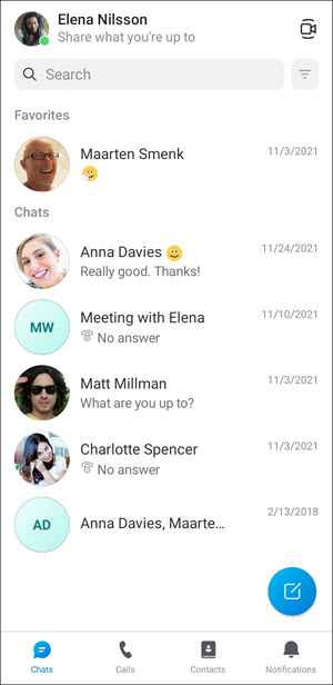 Android 6.0+ chat-skjerm