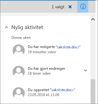 Nylig aktivitet-liste