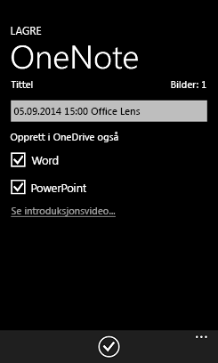 Send bilder til Word og PowerPoint på OneDrive