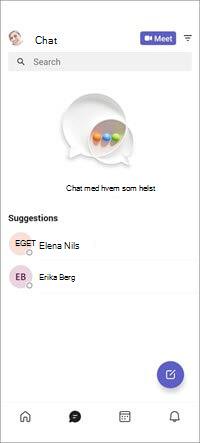 Skjerm for gratis mobilchat i Teams