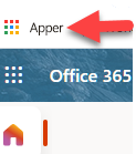 Rød pil som peker til Apper-ikonet