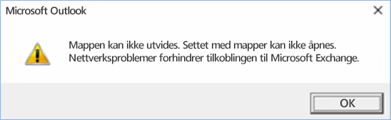 Outlook 2016-feil – mappen kan ikke utvides