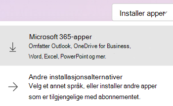 Installer apper på Microsoft365.com