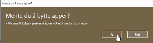 Dialog boksen Bytt app for Windows 10 Edge med Ja uthevet