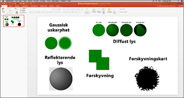 Lysbilde med eksempler på SVG-filtre