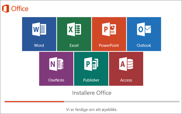 Window showing progression of Office install