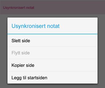 Notat-menyen i OneNote for Android