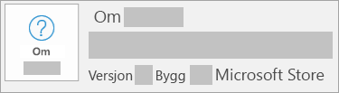 Skjermbilde som viser versjon og bygg i Microsoft Store