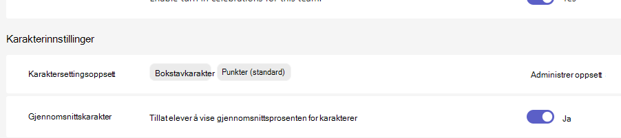 karakterinnstillinger