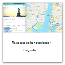 Reiseplan og kartplanlegger med Bing