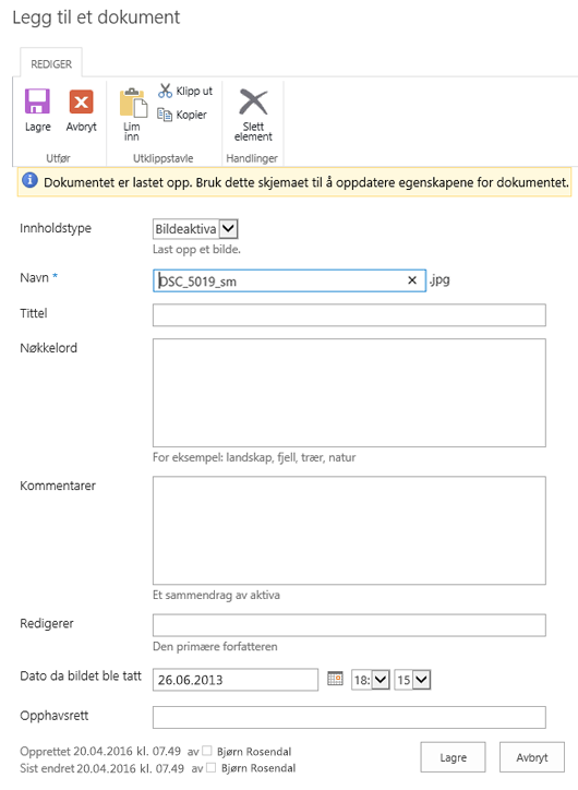 Legge til en dokument-dialogboks for bilder