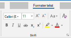 Gruppen Formater tekstskrift i Outlook for Windows