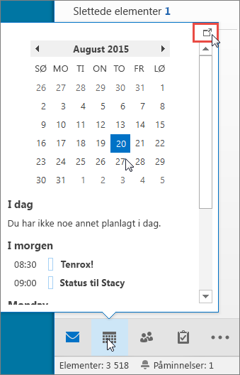 Kalenderoversikt med Forankring-ikonet markert