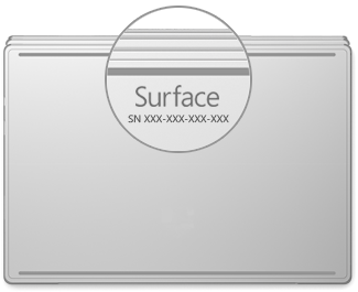 Plassering av serienummer på Surface Book