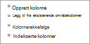 Nærbilde av Legg til eksisterende kolonnekobling på Innstillinger-siden