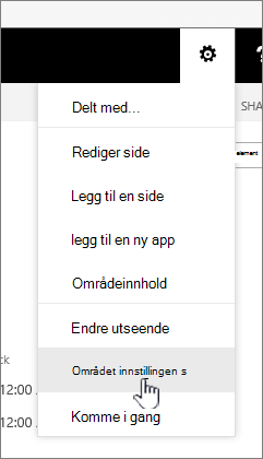 Alternativ for områdeinnstillinger under Innstillinger-knappen