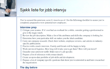 Sjekkliste for jobbintervju