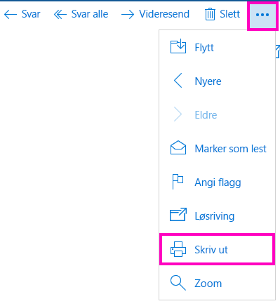 Skrive ut en e-postmelding i E-post for Windows 10