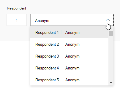 Vise en rullegardinliste over respondenter i Microsoft Forms