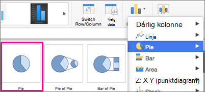 Diagramtypevelger i Office for Mac
