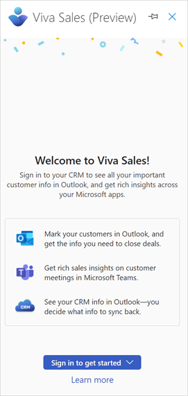 Velkomstskjerm for Viva Sales