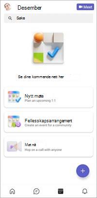 Skjerm med gratis mobilkalender i Teams