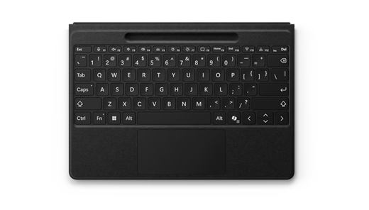 Surface Pro Flex-tastatur med fet skrift i svart tastesett.