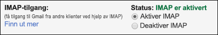 Aktiver IMAP i Gmail.