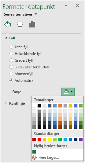 Fargealternativer for Excel-kartdiagram for kategoridiagrammer