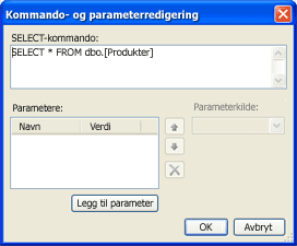Dialogboksen Kommando- og parameterredigering