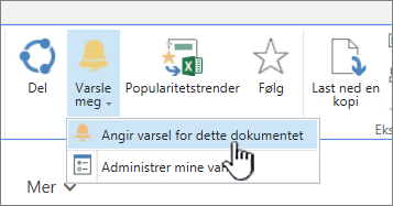 I Filer-fanen, med Angi varsel for dette dokumentet uthevet