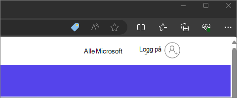 Viser Microsoft 365-siden med et generisk kontoikon i øvre høyre hjørne.