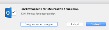 Denne meldingen vises første gang du bruker Arkiver-knappen i Outlook 2016 for Mac