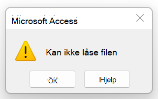Feilmelding: Kan ikke låse filen.