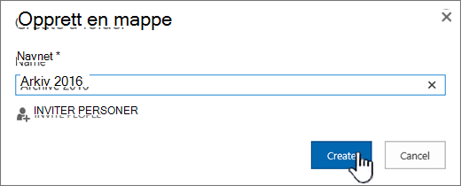 Dialogboksen Opprett mappe for et bibliotek