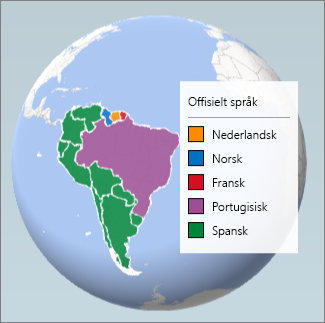 Områdediagram som viser talte språk i Sør-Amerika
