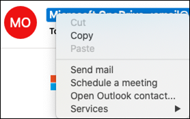 Åpne kontaktinformasjonen fra en e-postmelding.