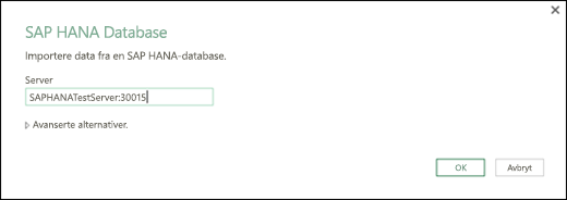 DIALOGBOKSEN SAP HANA-database
