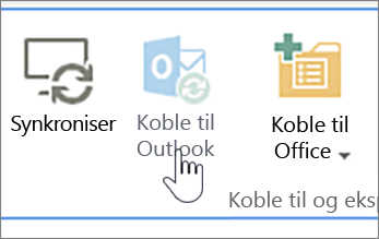 Bånd med deaktivert koble til Outlook-knapp uthevet