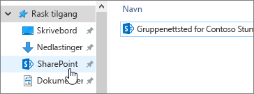 Synkronisert SharePoint-mappe på PC-en med SharePoint valgt