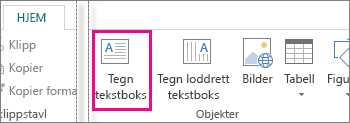 Skjermbilde av Tegn-tekstboksen i Publisher.