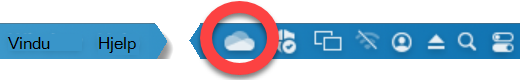 Ikonet OneDrive vises på menylinjen mot øvre høyre hjørne.