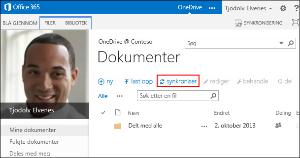 OneDrive for Business-biblioteket i Office 365