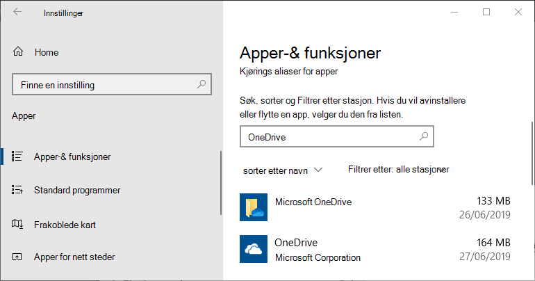 OneDrive i Windows App-innstillinger