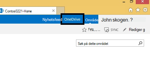 OneDrive-ikonet på SharePoint 2013-området