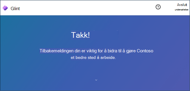 Viva Glint undersøkelse Takk melding