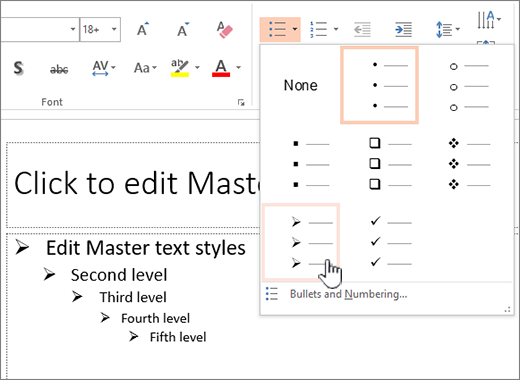 Angi standard punkt for alle nivåer