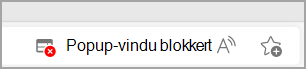 Popup blokkert-ikon på adresselinjen i Microsoft Edge.