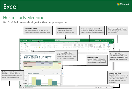 Hurtigstartveiledning for Excel 2016 (Windows)