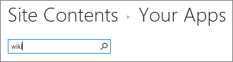 App-søkeboksen med wiki skrevet inn